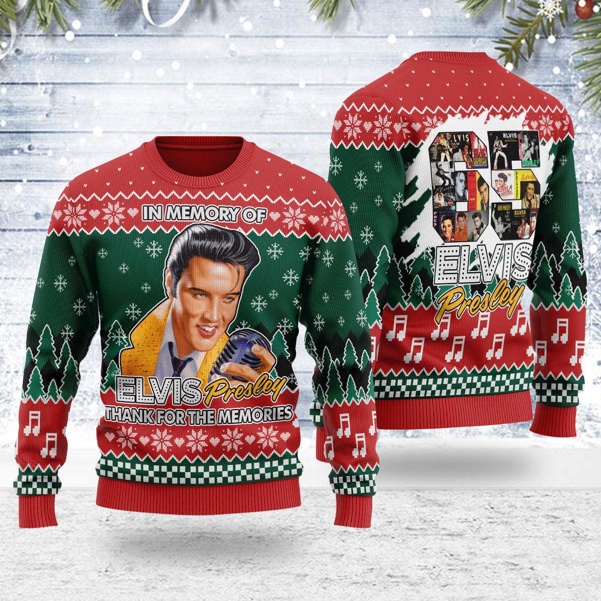 In memory of Elvis Christmas Ugly Sweater - Gearhomie.com