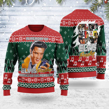 In memory of Elvis Christmas Ugly Sweater - Gearhomie.com
