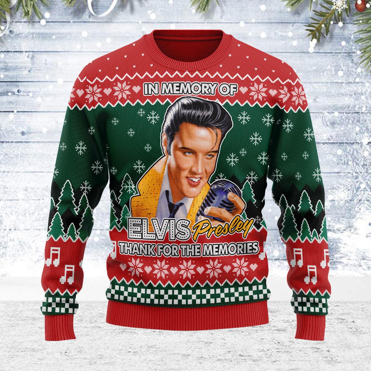 In memory of Elvis Christmas Ugly Sweater - Gearhomie.com