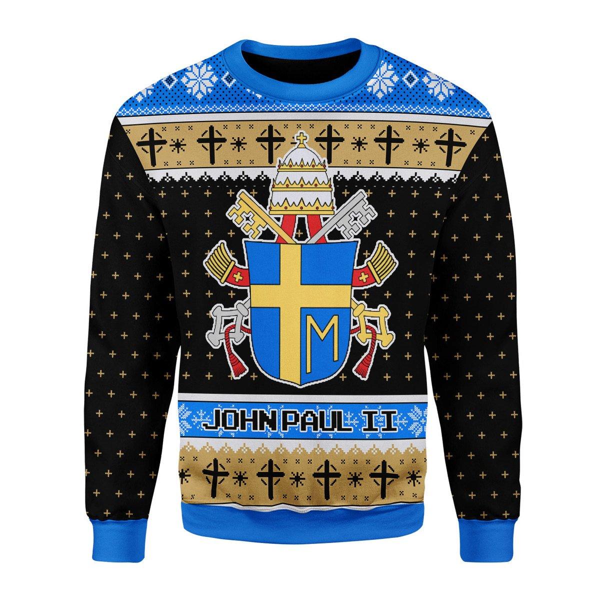 John Paul II Coat of Arms Christmas Sweater - DucG