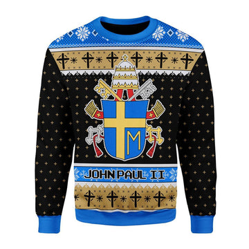 John Paul II Coat of Arms Christmas Sweater - DucG