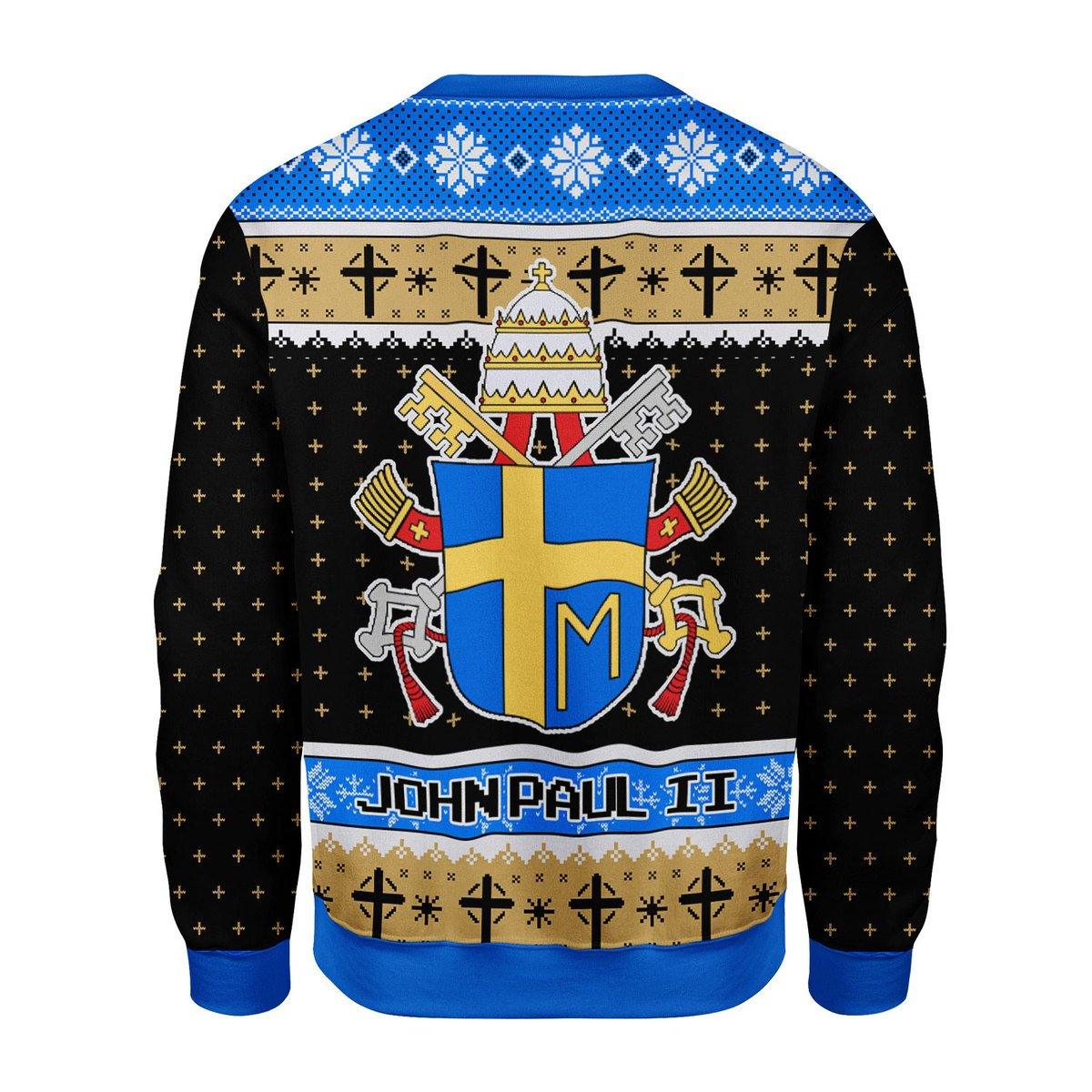 John Paul II Coat of Arms Christmas Sweater - DucG