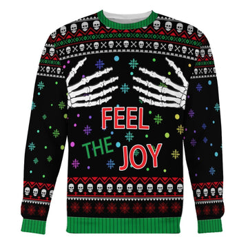 Gearhomies Christmas Unisex Sweater Feel The Joy Ugly Christmas 3D Apparel