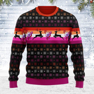 Lesbian Flag Ugly Christmas Sweater - OodieGang
