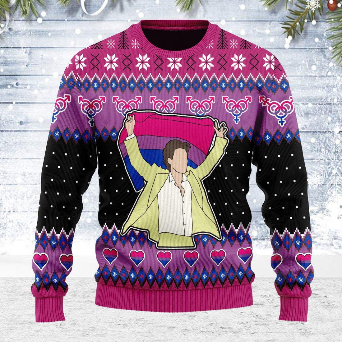 LGBT Bisexual Flag Harry Christmas Ugly Christmas Sweater - OodieGang