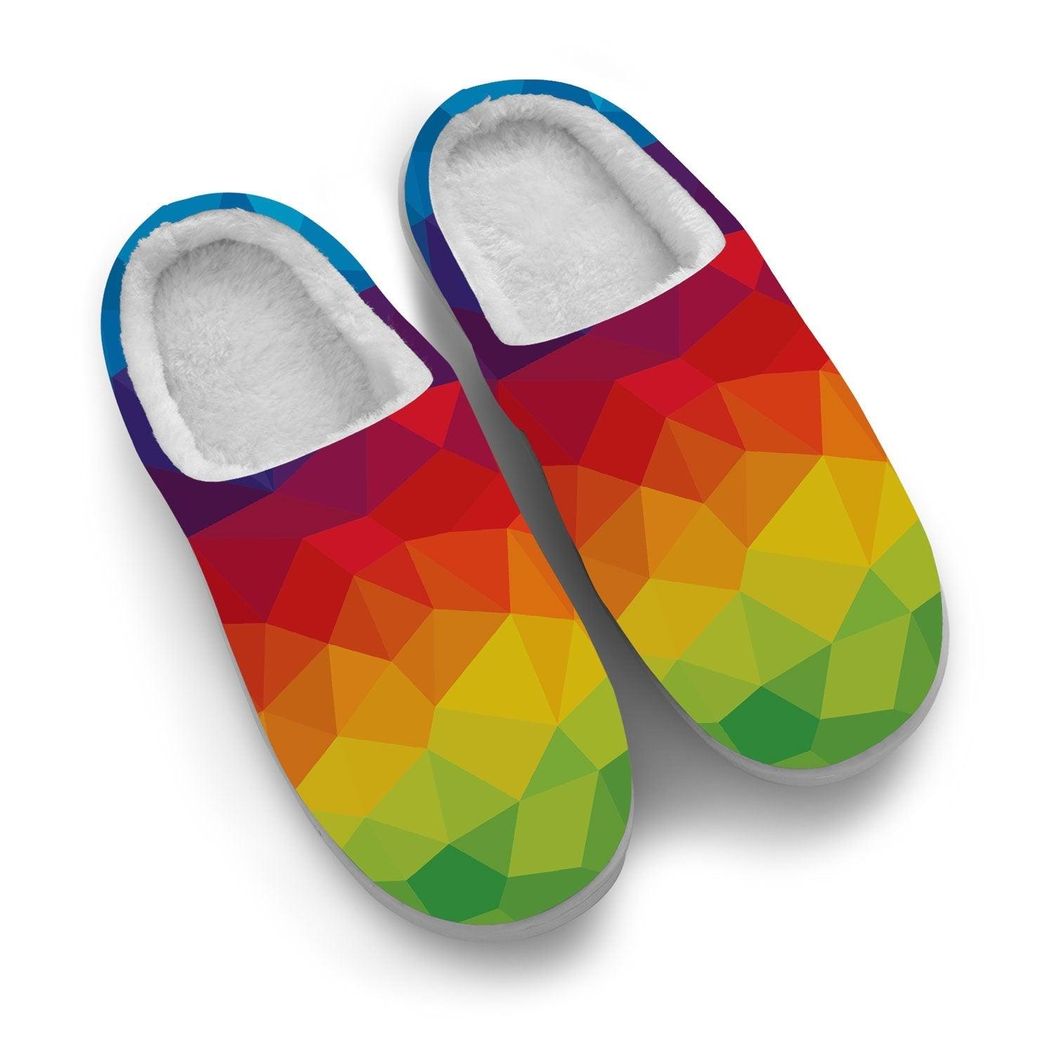 LGBT Flag Leather Fleece Slippers - DucG