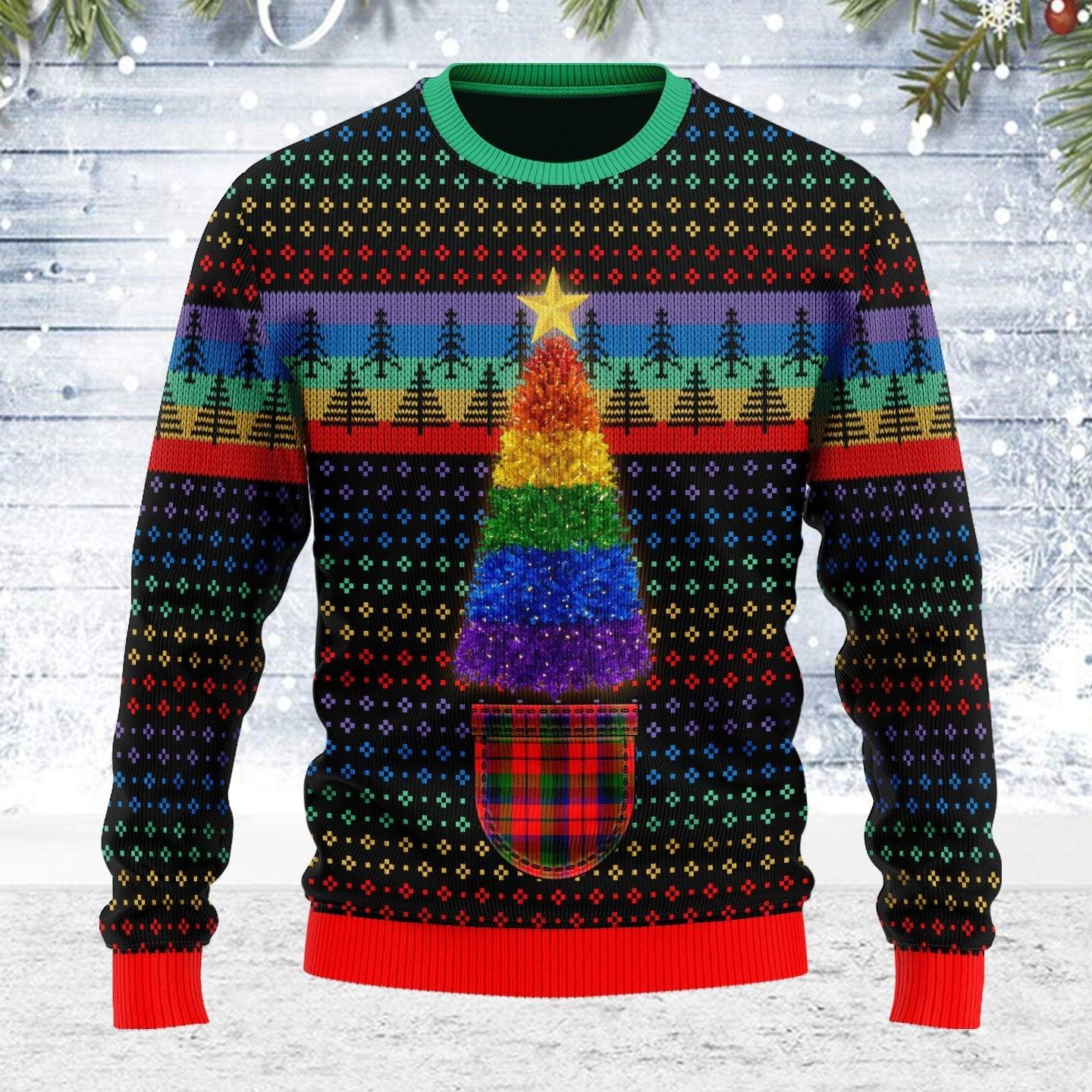 LGBTQ+ Christmas Tree Ugly Christmas Sweater - OodieGang