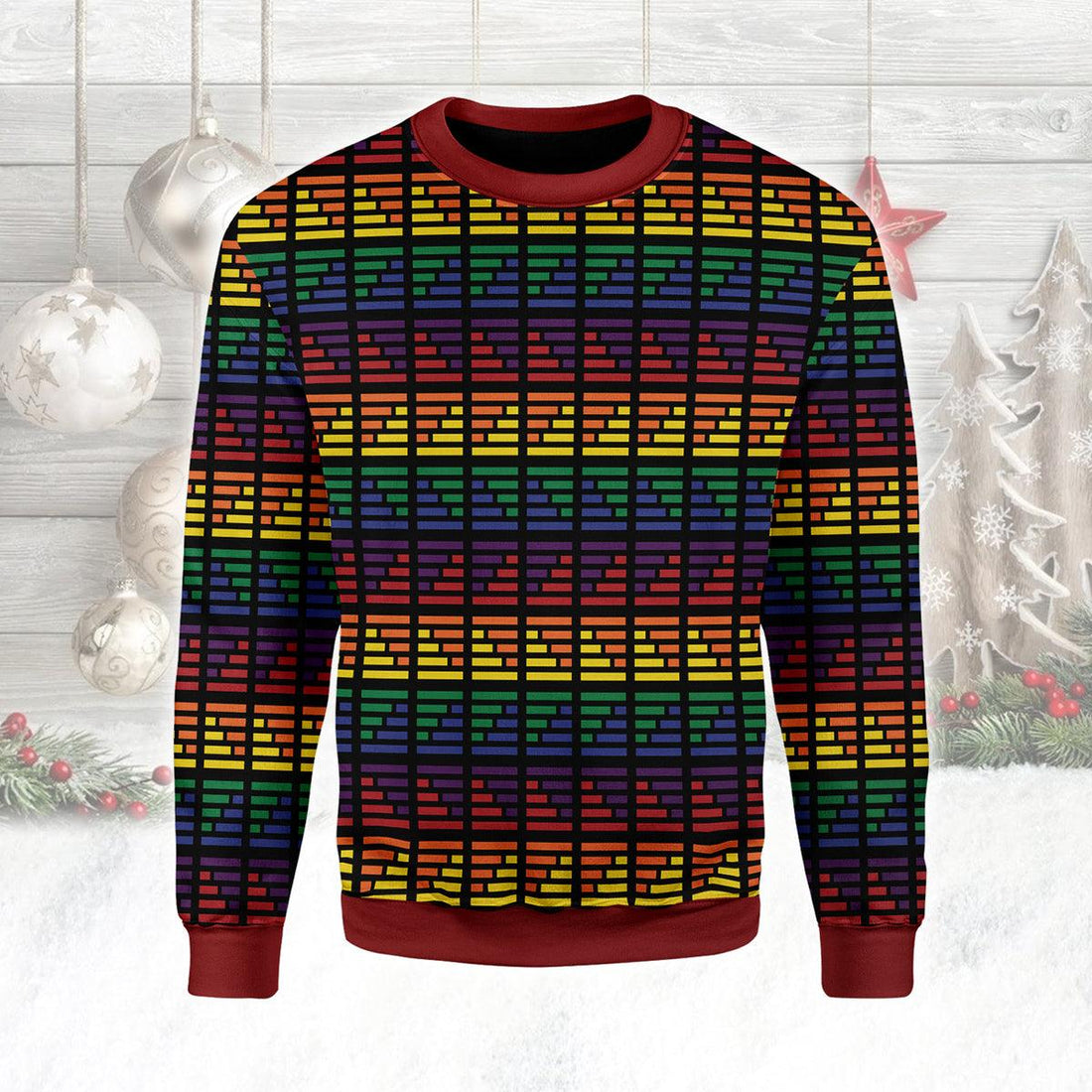 LGBTQ+ Flag Stripes Ugly Christmas Sweater - OodieGang
