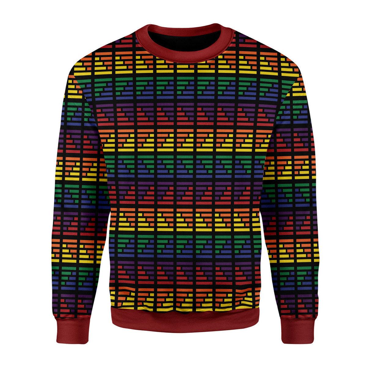 LGBTQ+ Flag Stripes Ugly Christmas Sweater - OodieGang