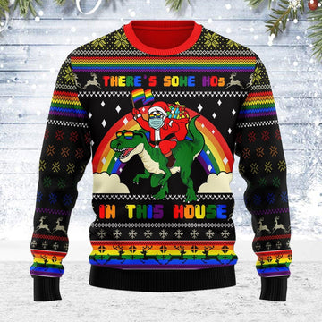 LGBTQ+ There's Some Hos In This House Ugly Christmas Sweater - OodieGang