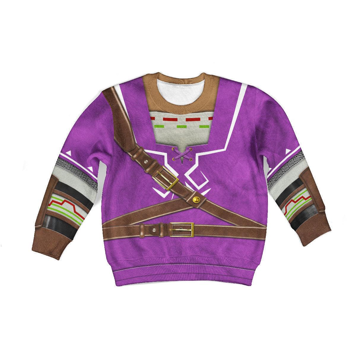 Link Zora Tunic Purple Costume Kid Tops Hoodie Sweatshirt T-Shirt - Gearhomie.com