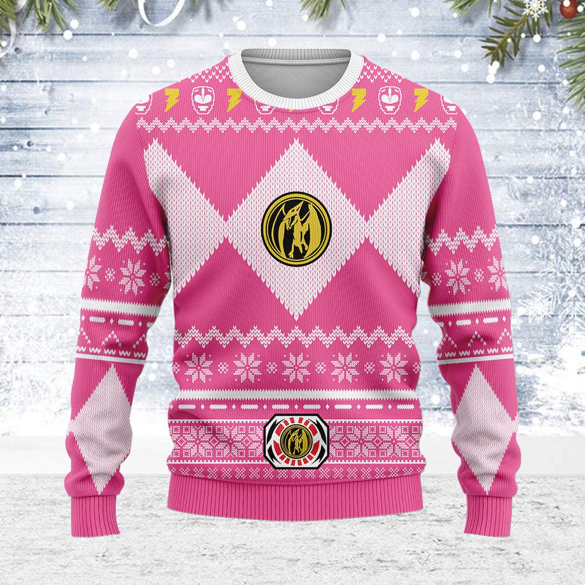 Merry Christmas Gearhomie Unisex Christmas Sweater Pink Power Ranger 3D Apparel - Gearhomie.com