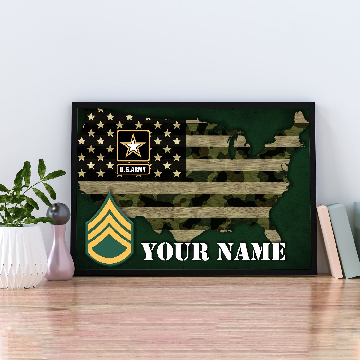 Personalized Name And Rank Insignia U.S. Army Ranks Digital File/ Poster/ Canvas