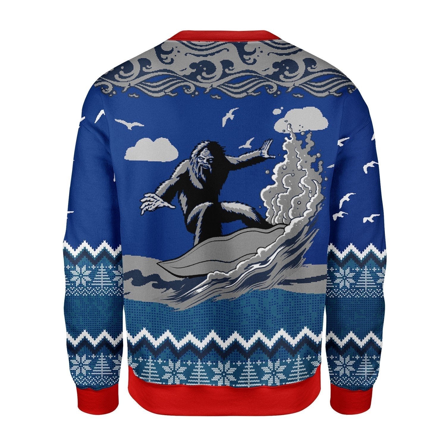 YMskins Christmas Sweater Bigfoot Surfing 3D Apparel