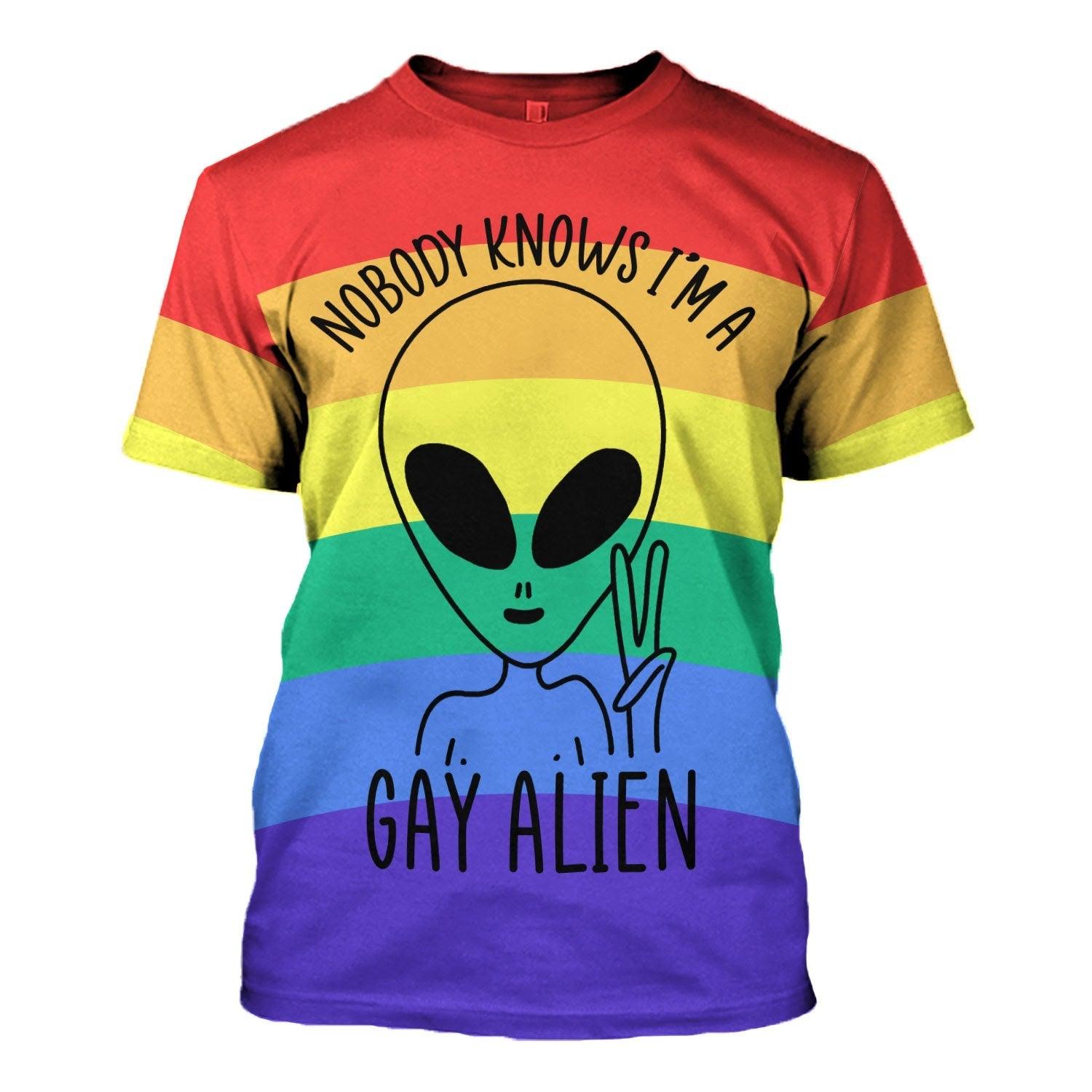 Nobody Knows I'm A Gay Alien Tops - DucG