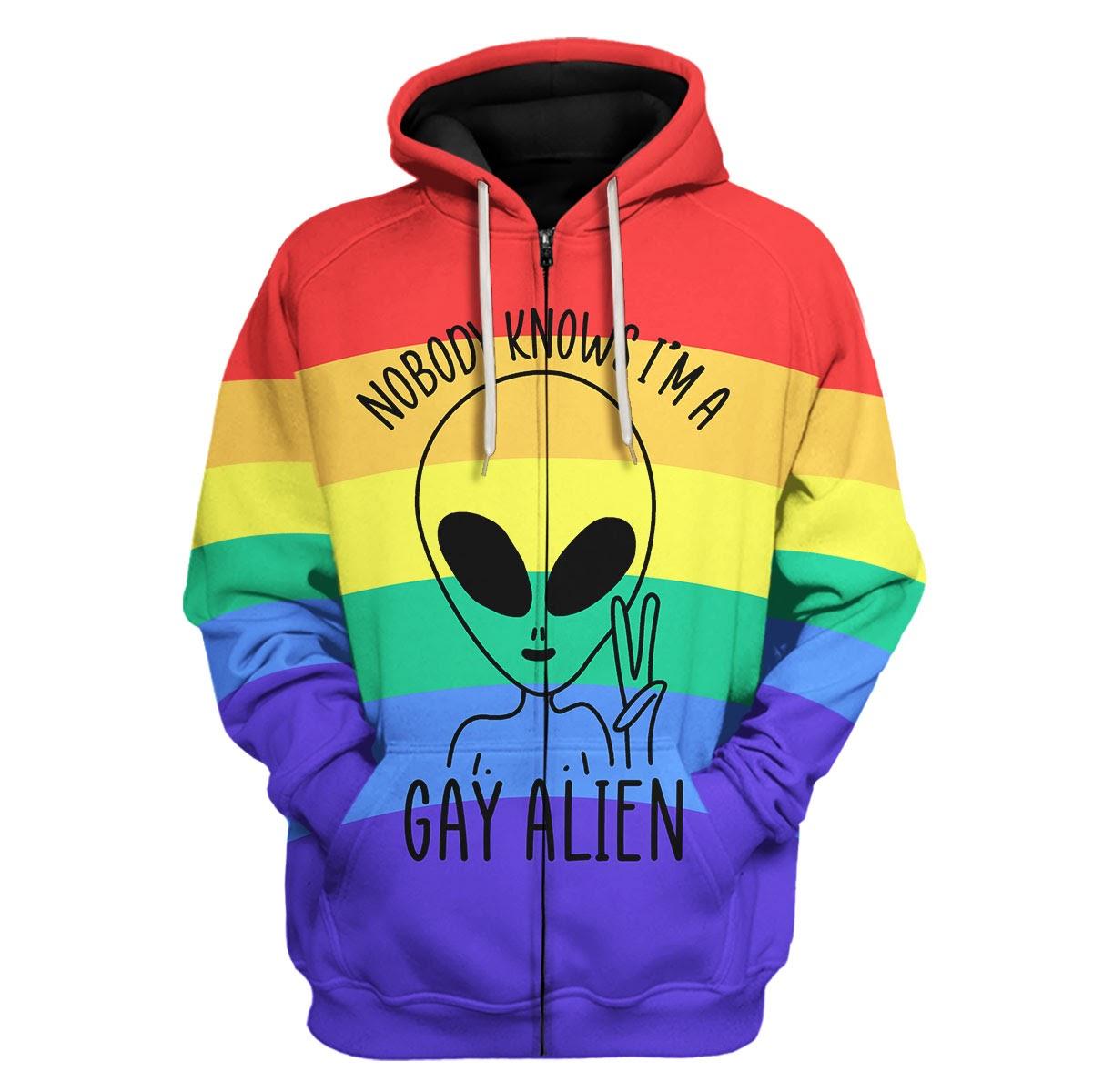 Nobody Knows I'm A Gay Alien Tops - DucG