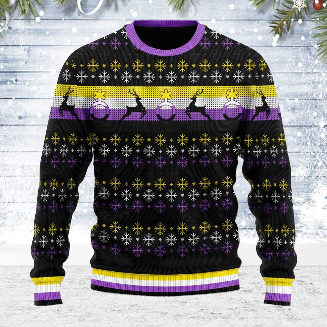 Nonbinary Flag Ugly Christmas Sweater - OodieGang