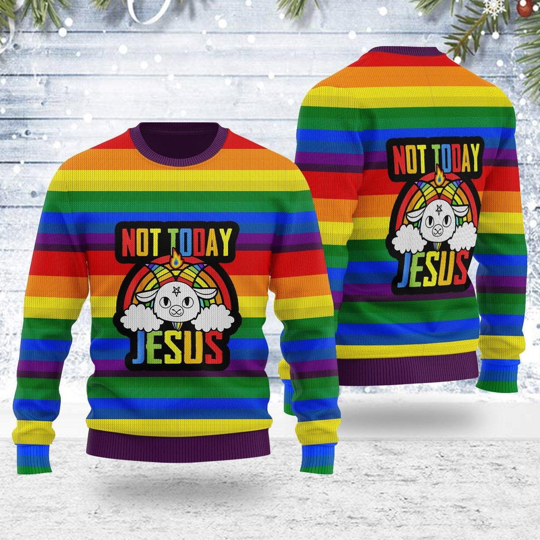 Not Today Jesus Ugly Christmas Sweater - OodieGang