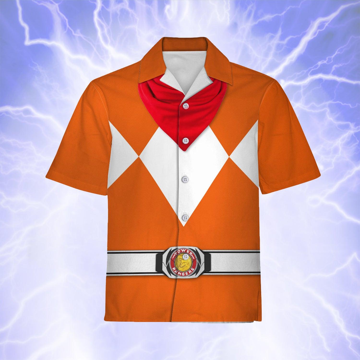Orange Ranger Mighty Morphin Hawaiian Shirt Beach Shorts - Gearhomie.com