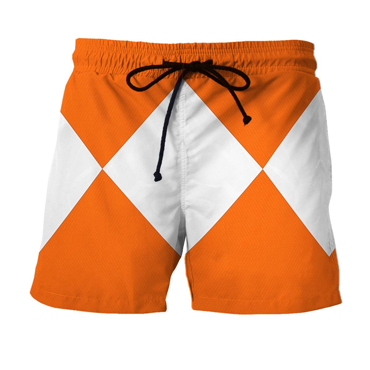 Orange Ranger Mighty Morphin Hawaiian Shirt Beach Shorts - Gearhomie.com