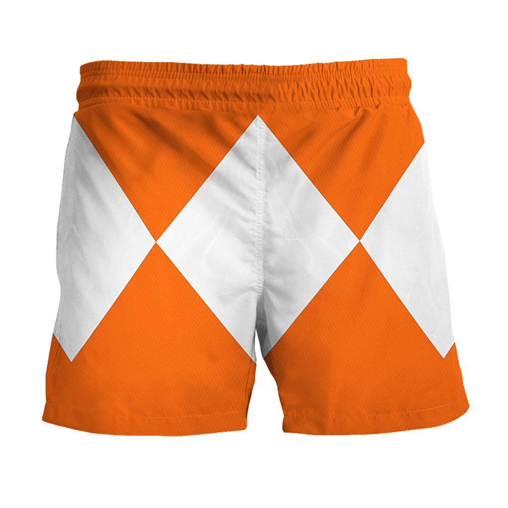 Orange Ranger Mighty Morphin Hawaiian Shirt Beach Shorts - Gearhomie.com