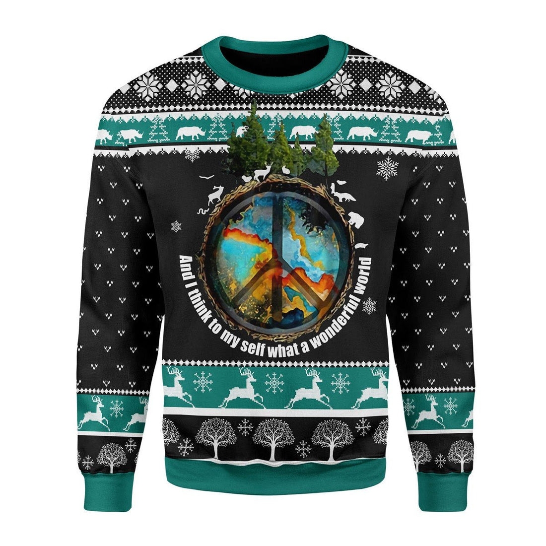Gearhomies Christmas Unisex Sweater And I Think To Myself What A Wonderful World 3D Apparel