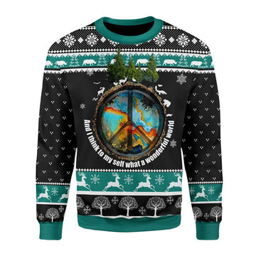 Gearhomies Christmas Unisex Sweater And I Think To Myself What A Wonderful World 3D Apparel