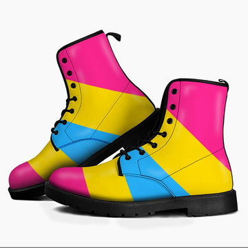 Pansexual Pride Flag Leather Boots - DucG