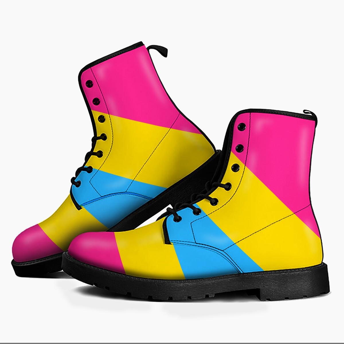 Pansexual Pride Flag Leather Boots - DucG