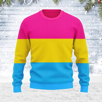 Pansexual Pride Flag Ugly Christmas Sweater - OodieGang