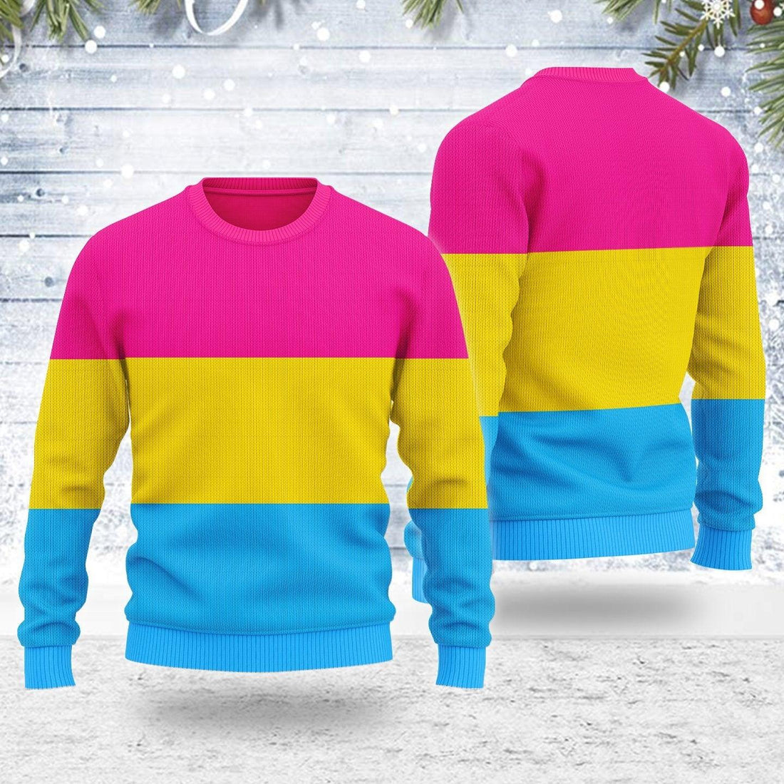Pansexual Pride Flag Ugly Christmas Sweater - OodieGang