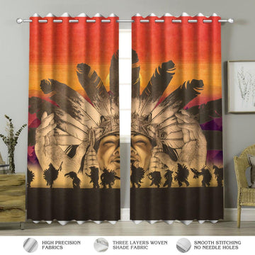 Native American Pow Wow Dance Sunset Window Curtains