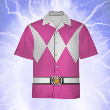 Pink Ranger Mighty Morphin Hawaiian Shirt Beach Shorts - Gearhomie.com