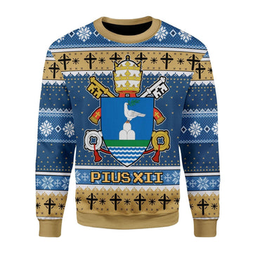 Pius XII Coat Of Arms Christmas Sweater - DucG