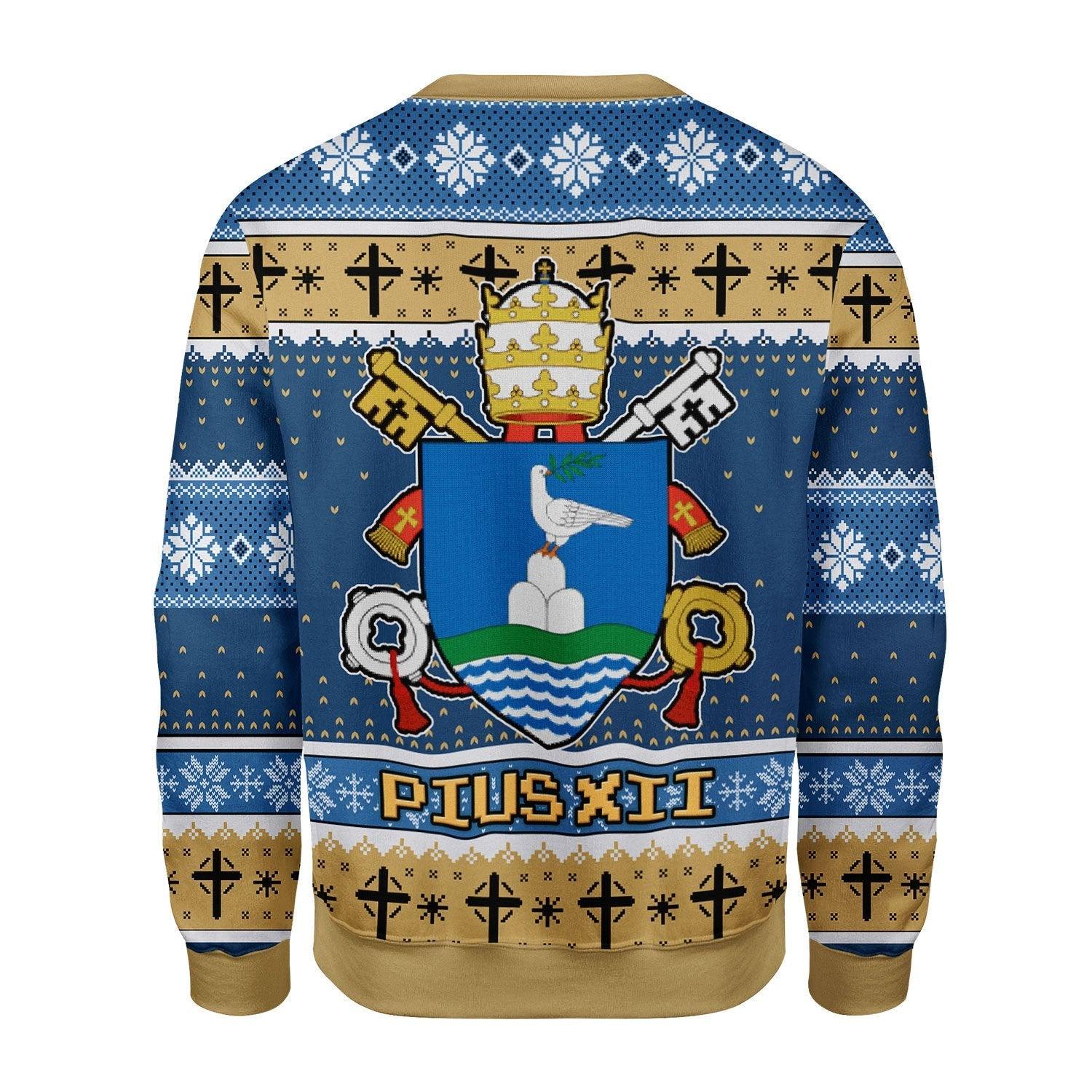 Pius XII Coat Of Arms Christmas Sweater - DucG