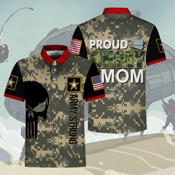YMskins Polo Shirt US Army Army Ranks Proud US Army Mom 3D Apparel