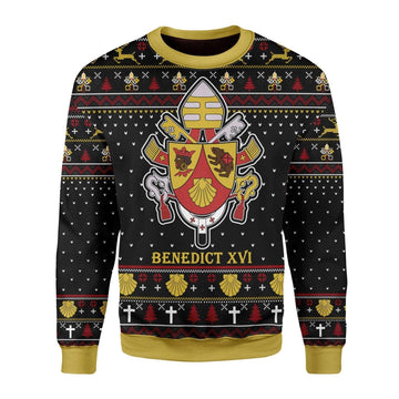 Pope Benedict XVI Coat Of Arms Christmas Sweater - DucG