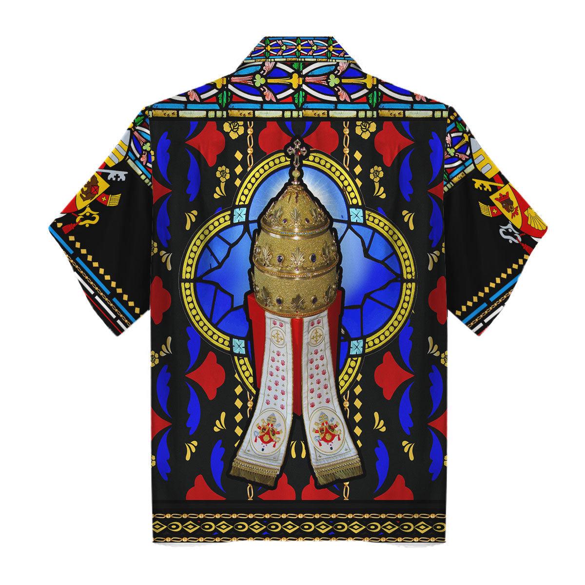 Pope Benedict XVI Stained Glass Hawaiian Shirt - Gearhomie.com