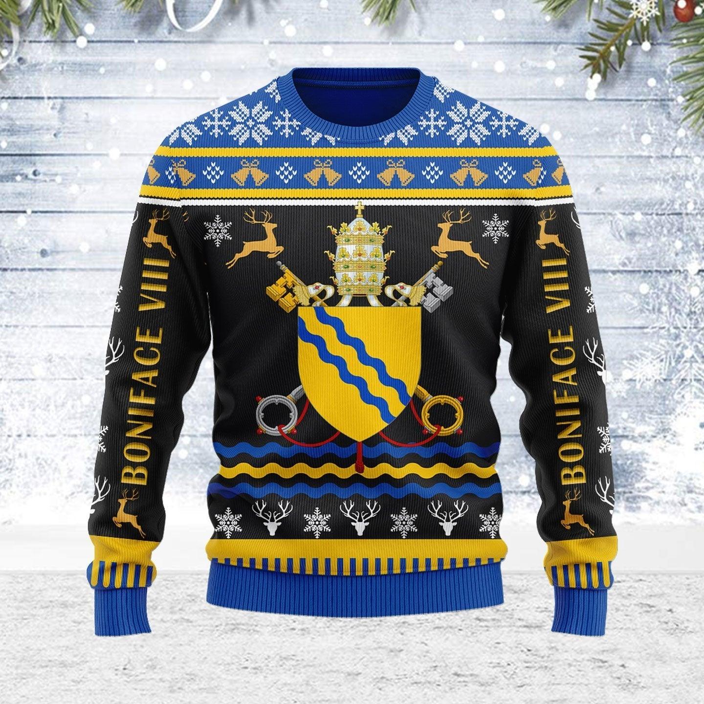 Pope Boniface VIII Coat of Arms Ugly Christmas Sweater - DucG