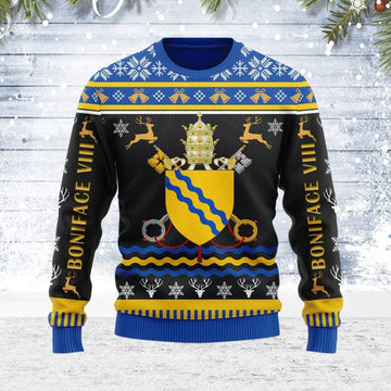 Pope Boniface VIII Coat of Arms Ugly Christmas Sweater - DucG