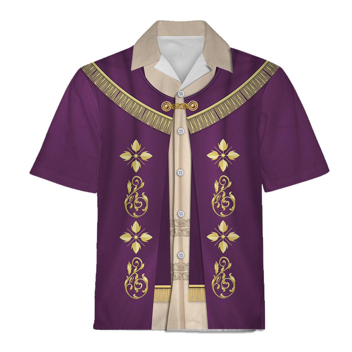 Pope Francis Purple Robe Liturgical Vestment Christianity Hawaiian Shirt - Gearhomie.com