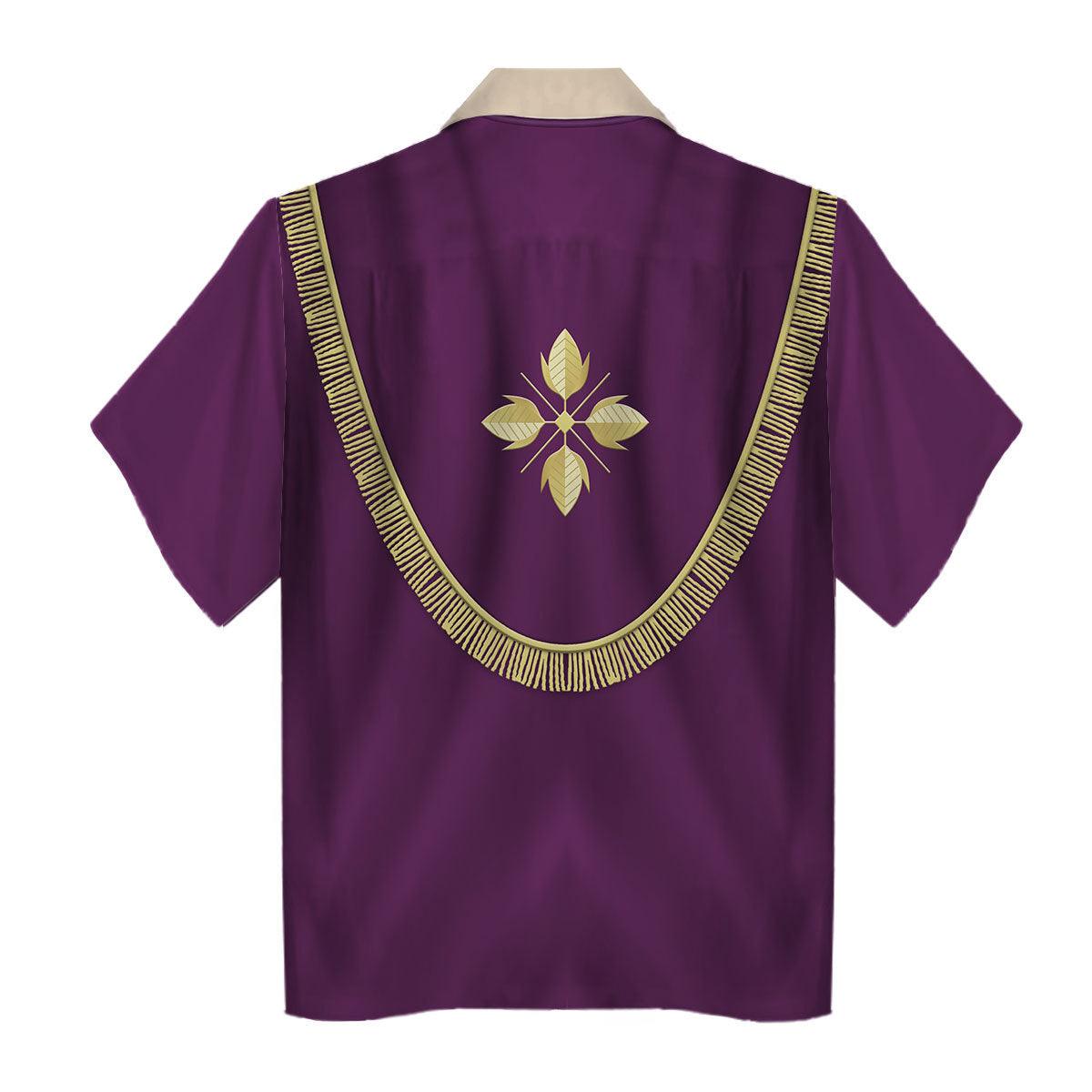 Pope Francis Purple Robe Liturgical Vestment Christianity Hawaiian Shirt - Gearhomie.com