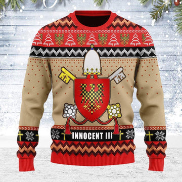 Pope Innocent III Coat of Arms Ugly Christmas Sweater - CustomsPig