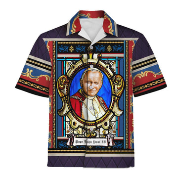 Pope John Paul II Stained Glass Hawaiian Shirt - Gearhomie.com
