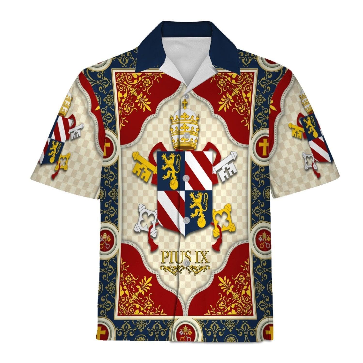 Pope Pius IX Coat Of Arms Hawaiian Shirt - Gearhomie.com