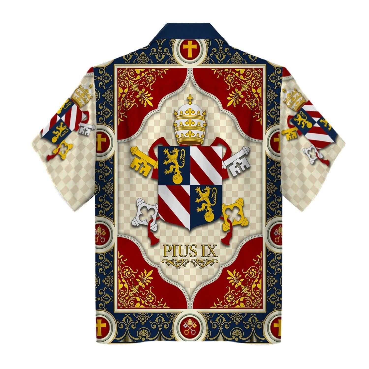 Pope Pius IX Coat Of Arms Hawaiian Shirt - Gearhomie.com