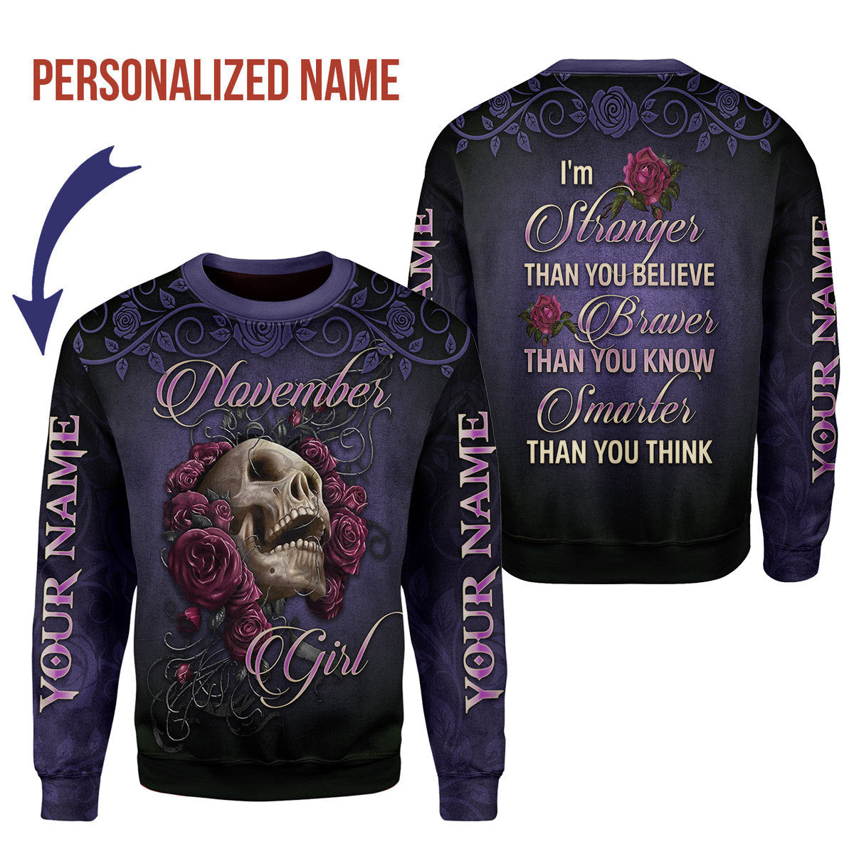 YMskins Personalized Ugly Sweater I'm A November Girl All Over Printed