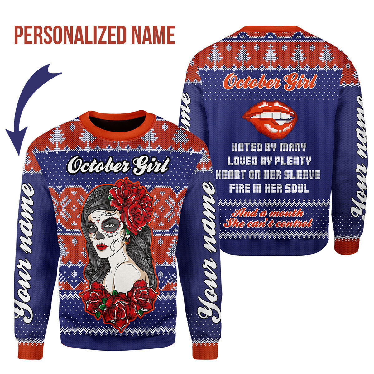 YMskins Personalized Sweatshirt October Girl All Over Printed