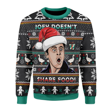 Gearhomies Christmas Unisex Sweater Funny Meme Doesn't Share Food Ugly Christmas 3D Apparel