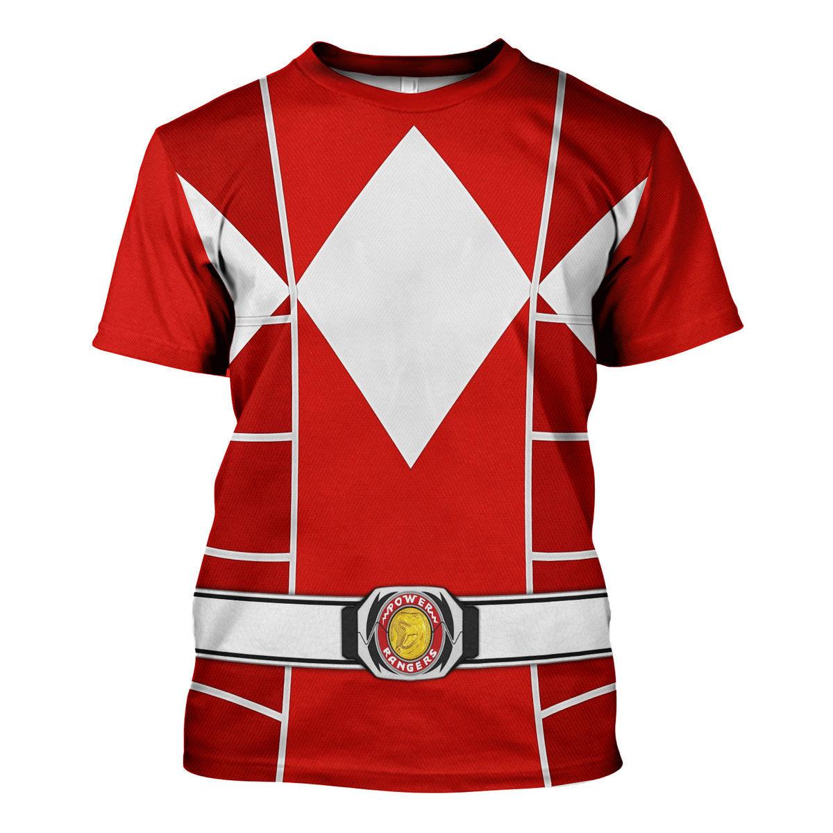 Red Ranger Mighty Morphin Cosplay Hoodies Sweatshirt T-shirt Hawaiian - Gearhomie.com